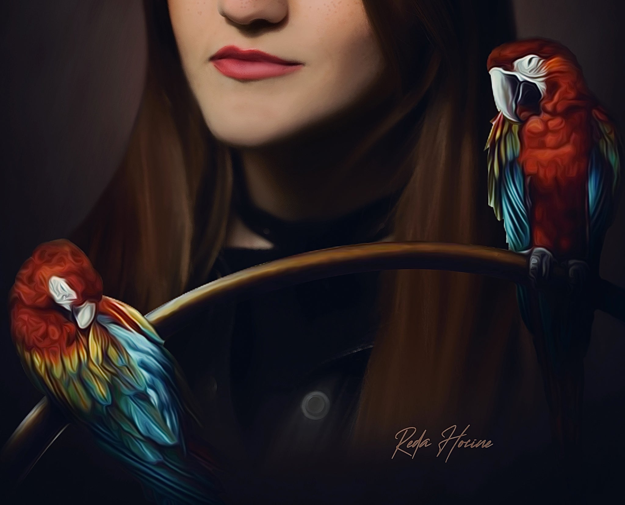 Woman & Parrots